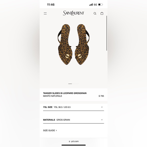 Saint Laurent AUTHENTIC Tanger leopard print slides sandal - Picture 2 of 12